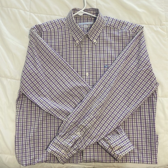 Southern Tide Purple/White/Black M Dress shirt - Picture 3 of 3